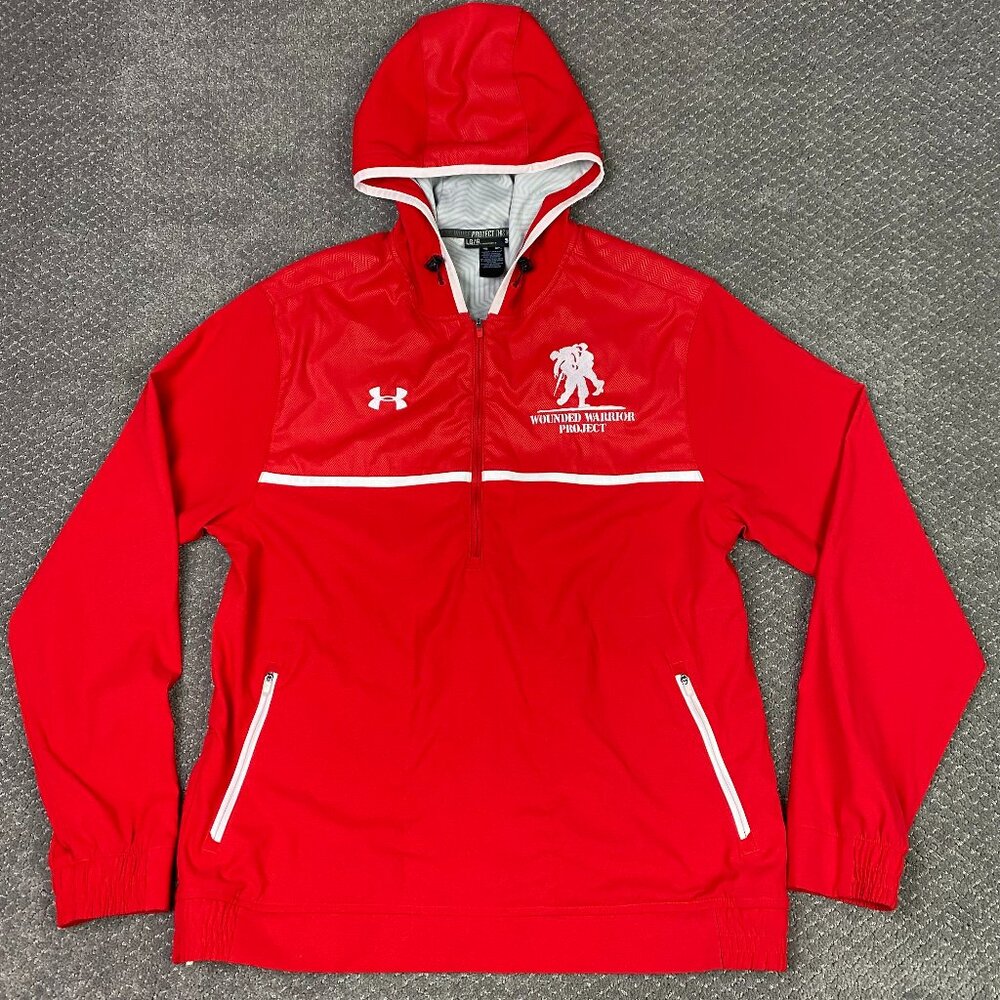 Under Armour Wounded Warrior Project Jacket Hoodie Men's Large Red Infrared